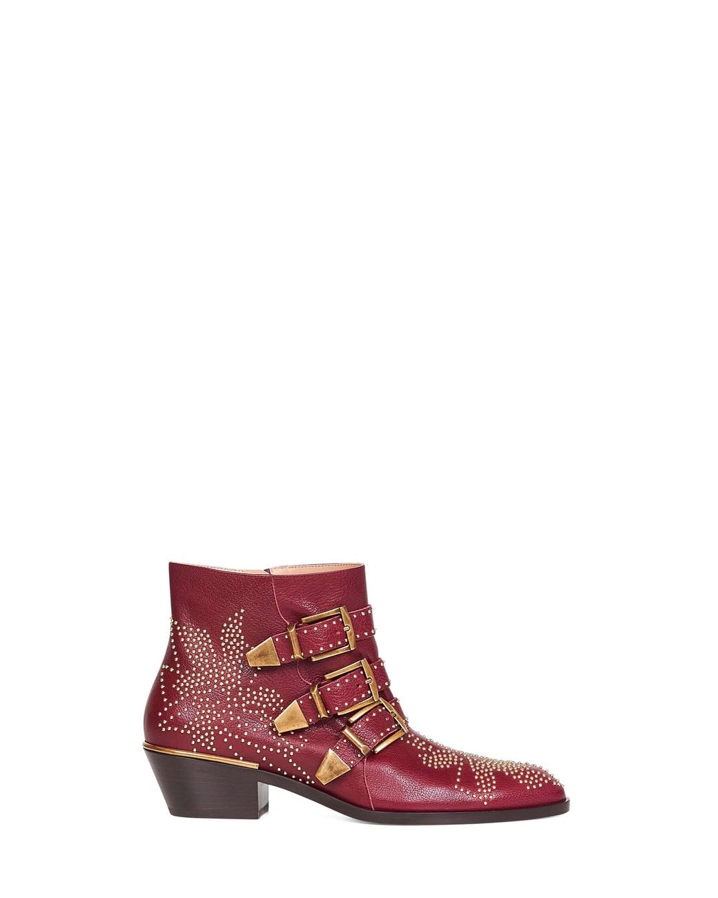 Chloé Red Chloã Grenat Leather Susanna Ankle Boots