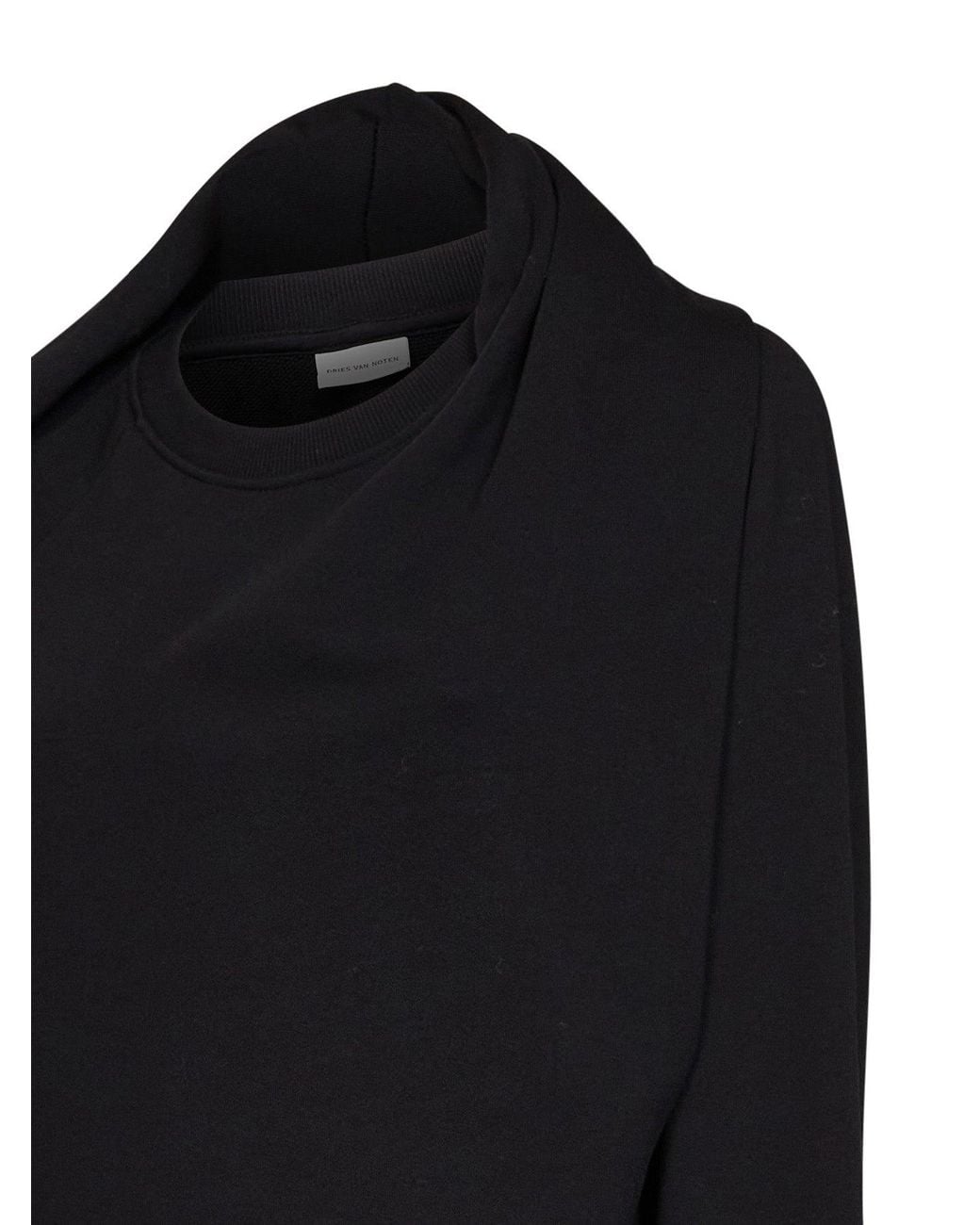 Dries Van Noten Black Cotton Hadrine Draped Sweatshirt