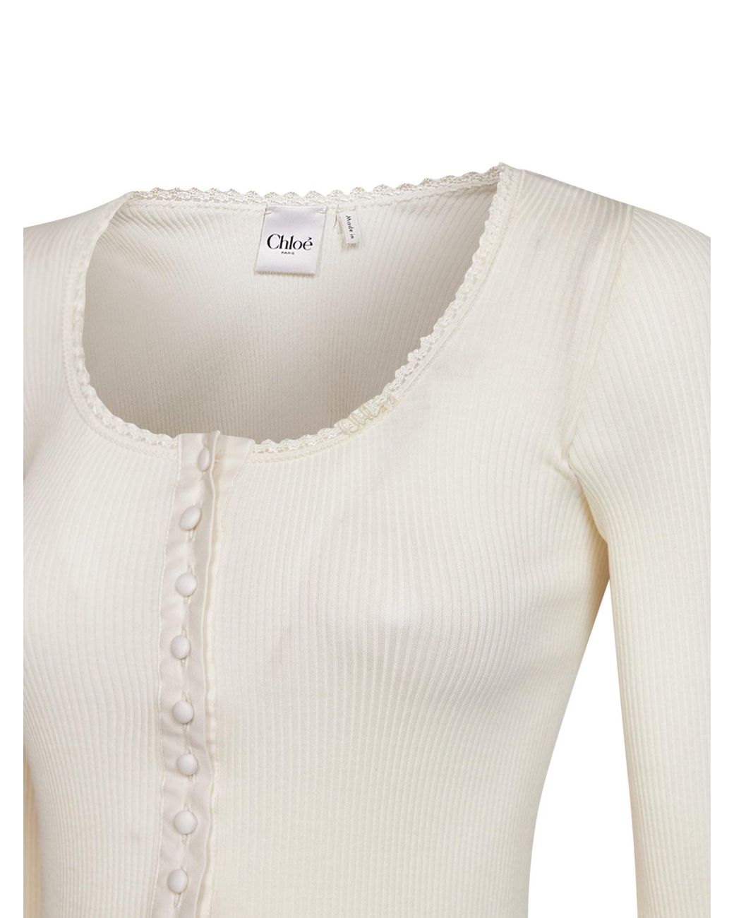 Chloé White Iconic Milk Ribbed Jersey Fitted Top