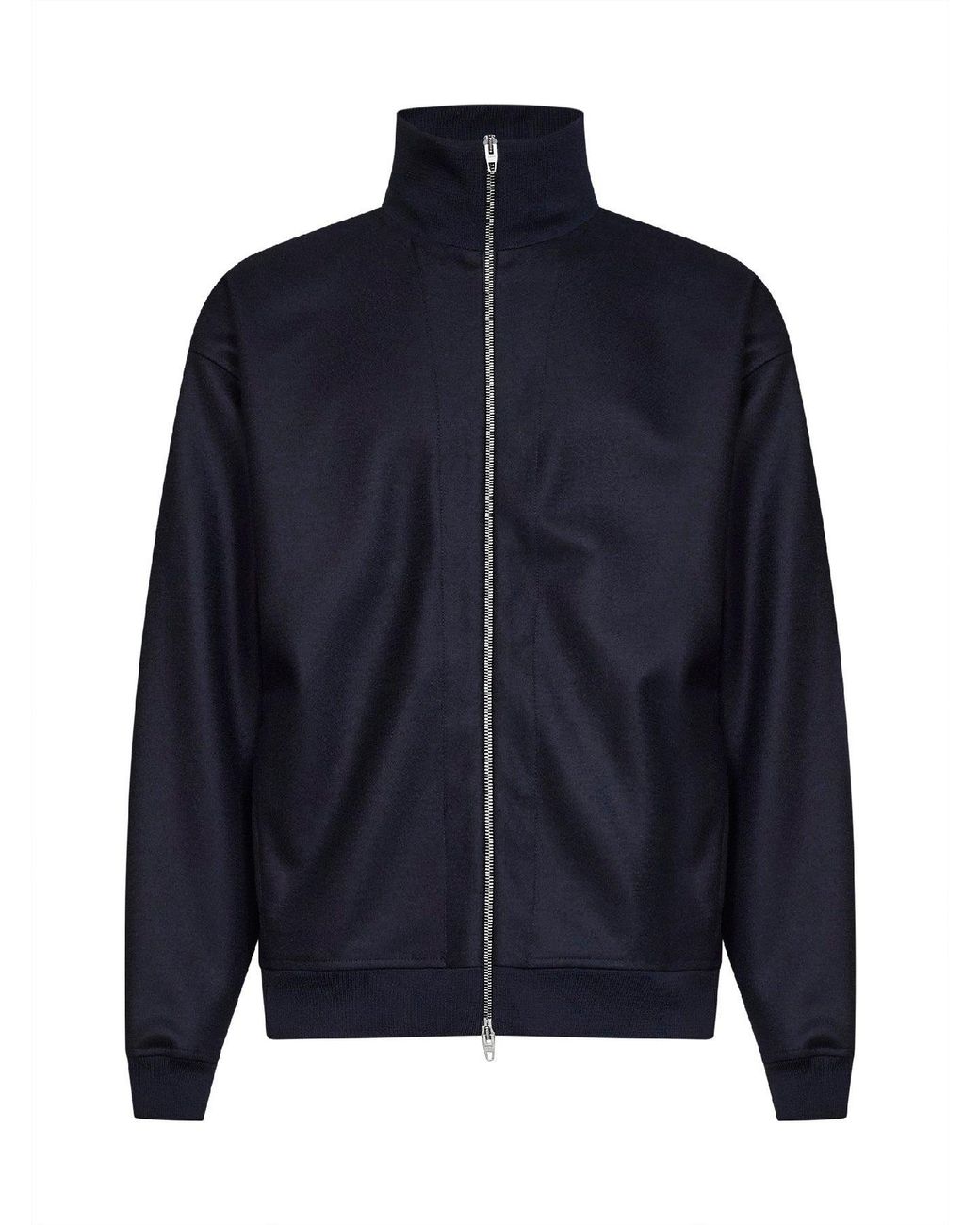 Jil Sander Blue Midnight Melton Wool Zip-Up Jacket for men