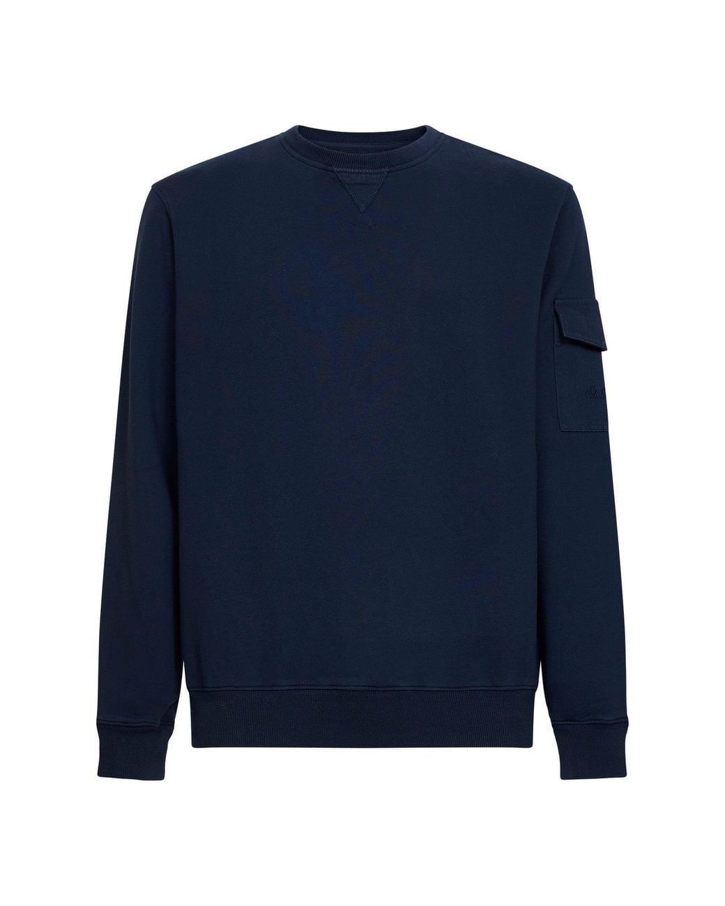 Mc2 Saint Barth Blue Cotton Fleece Chester Sweatshirt With Patch Pocket for men