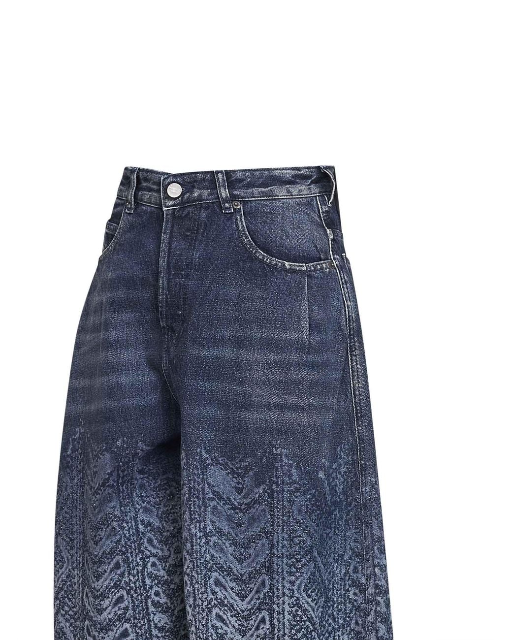 DIESEL Blue Cable-Knit Effect Denim 1987 D-Khelz-S2 Wide-Leg Jeans