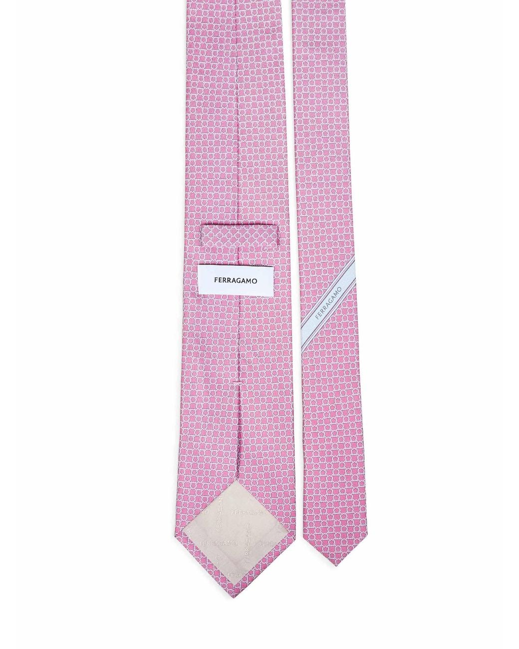 Ferragamo Pink Gancini Silk Twill Carato Tie for men