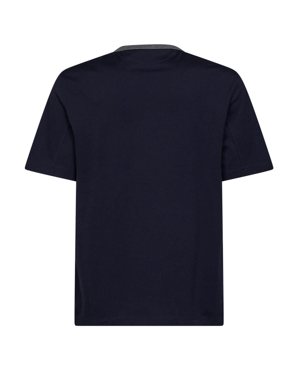 Brunello Cucinelli Blue Cobalt Cotton Jersey Printed T-Shirt for men