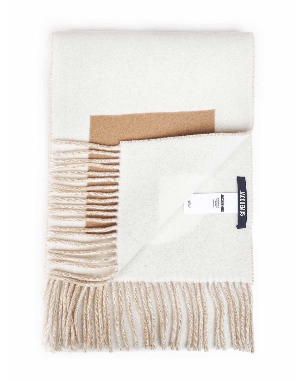 Jacquemus White Wool The Rond Carré Jacquard Logo Scarf for men