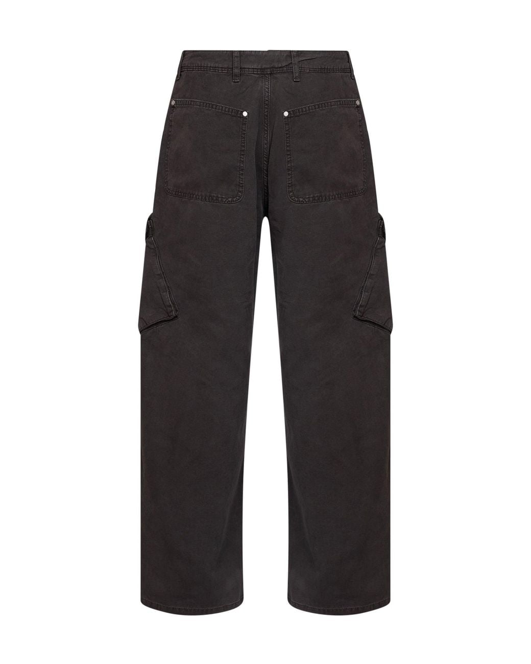 Represent Black Cotton Twill Cargo Trousers for men