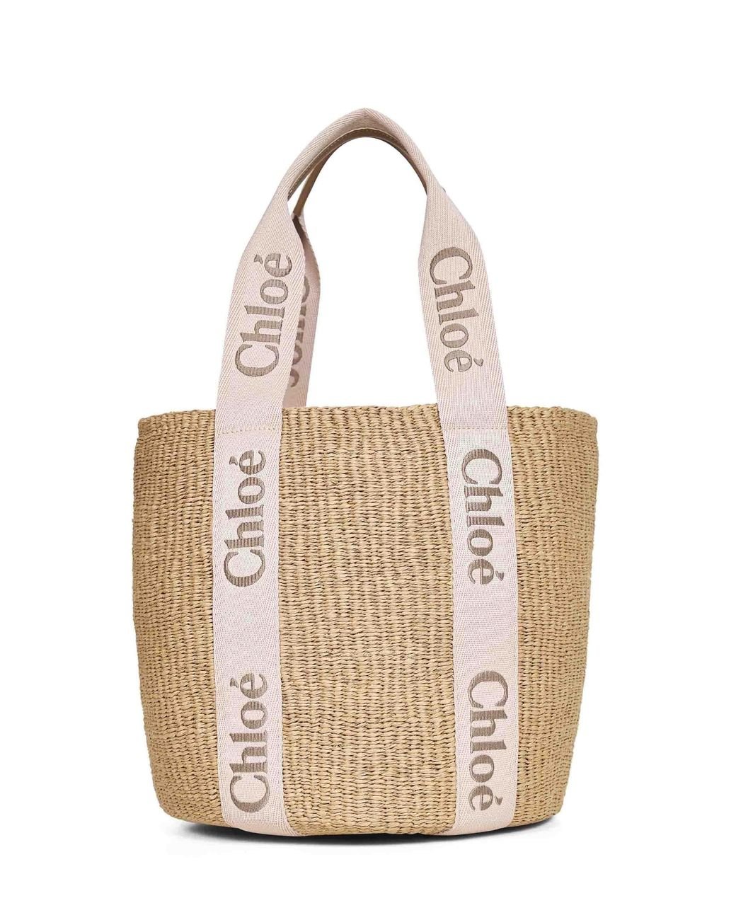 Chloé White Blushy Woody Large Basket Bag