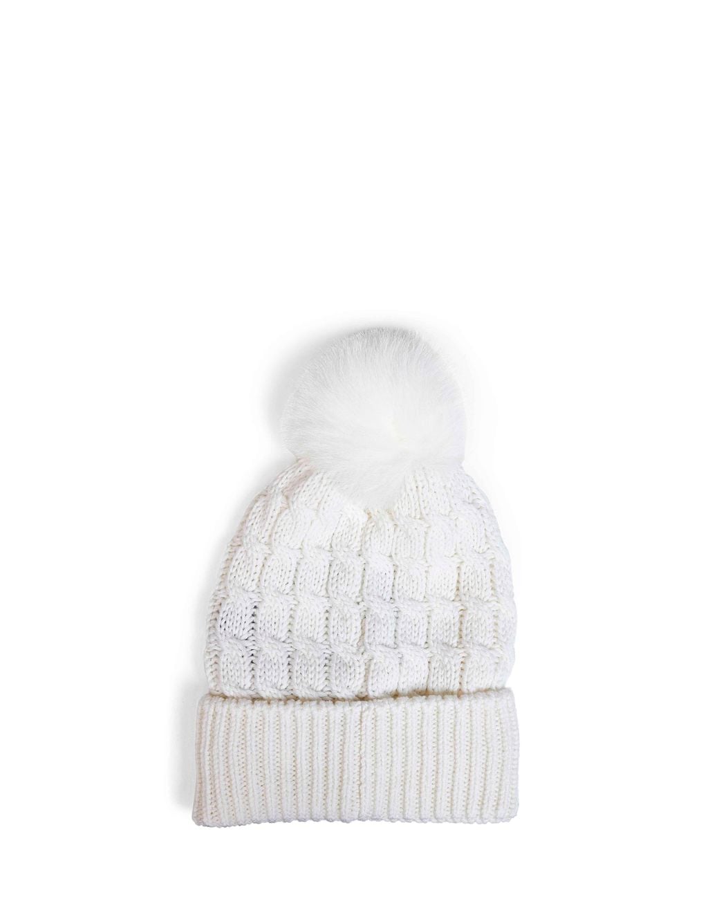 Moncler White Cable-Knit Wool Pom-Pom Beanie
