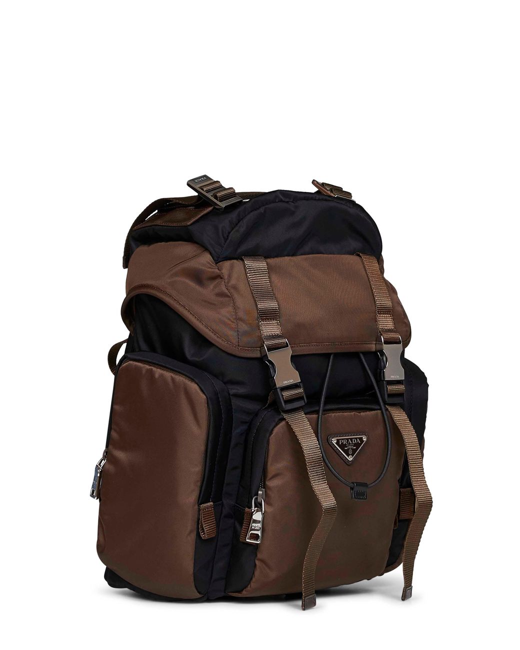 PRADA VIAGGIO Black And Burnt Re-Nylon Backpack for men
