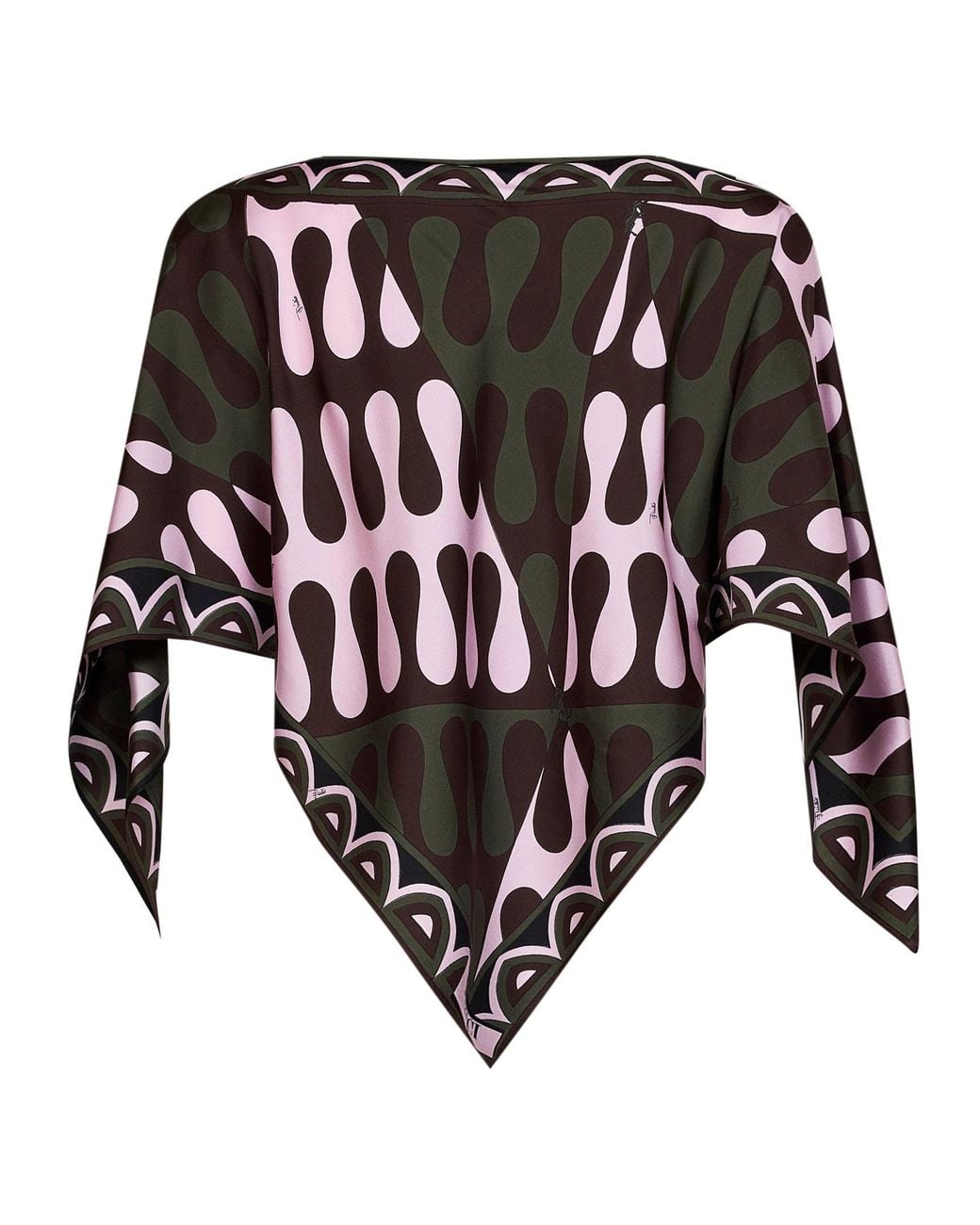 Emilio Pucci Black Khaki And Leocorno-Print Silk Twill Kaftan Top