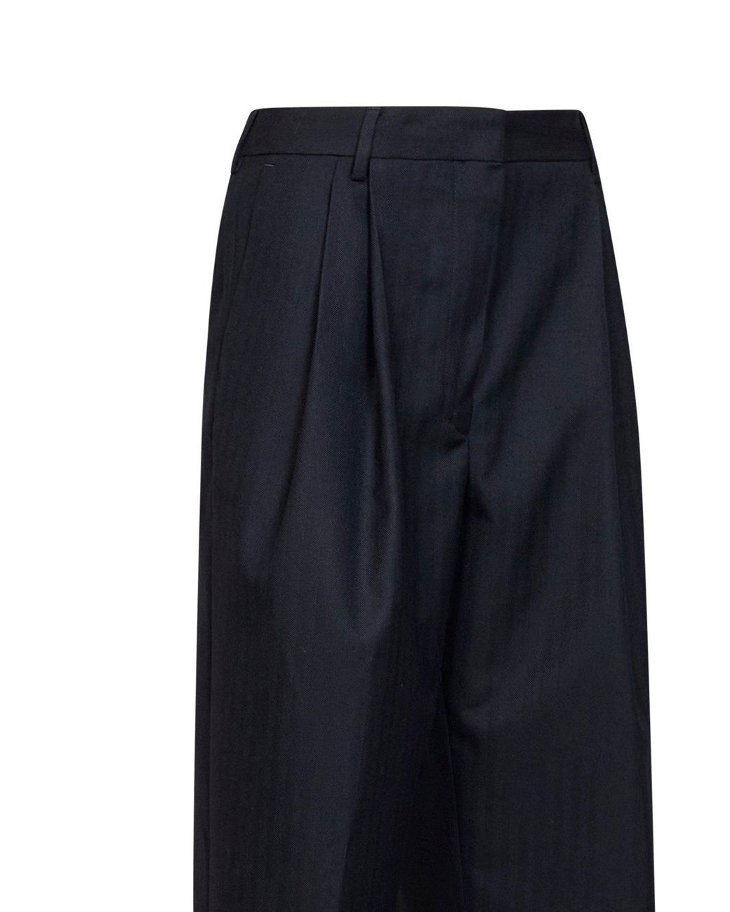 Dries Van Noten Blue Chevron Wool Pantan Double-Pleated Trousers