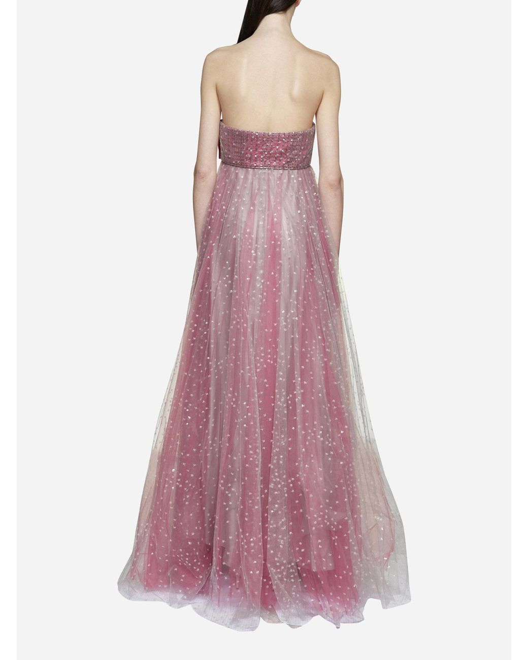 Abito lungo in tulle con paillettes di Giorgio Armani | Lyst