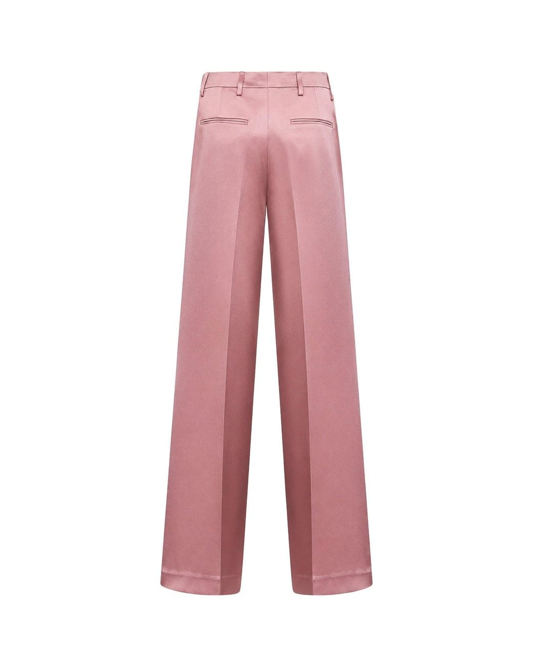 Dries Van Noten Pink Old Rose Fluid Crepe Satin Portias Straight-Leg Trousers