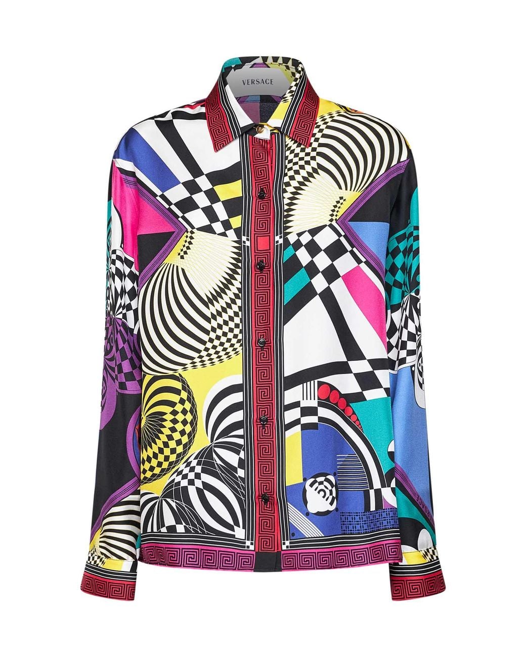 Versace White Printed Silk Twill Shirt