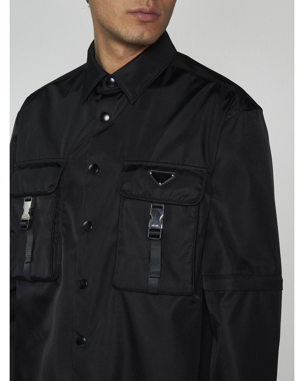 Prada Cargo Pockets Re-nylon Shirt in Black for Men | Lyst Prada Cargo Pockets Re-nylon Shirt in Black for Men | Lyst