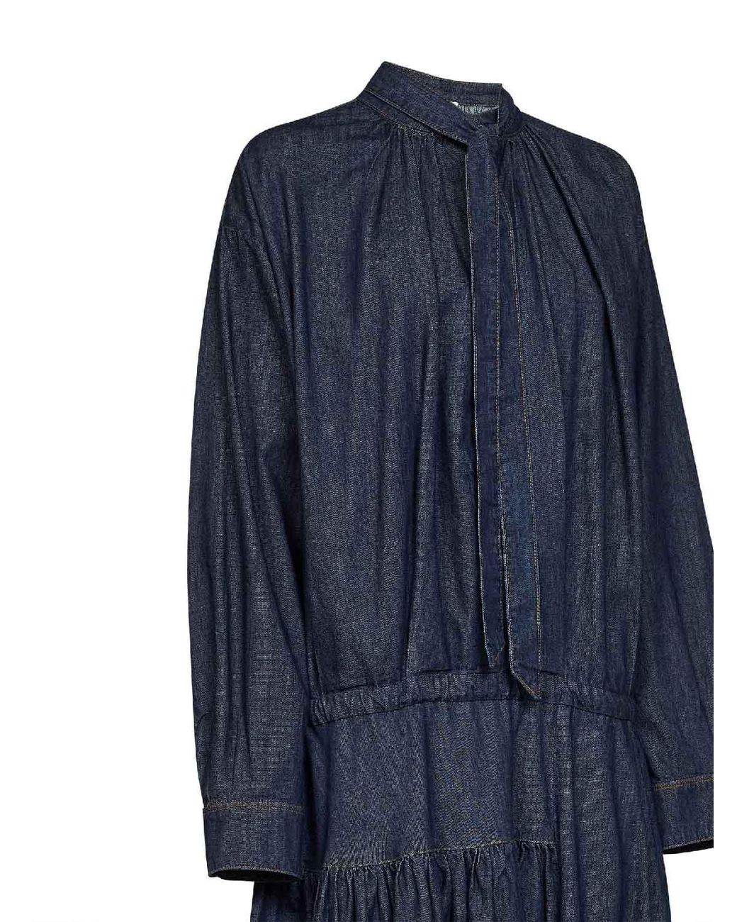 Dries Van Noten Blue Cotton Denim Denvy Midi Dress