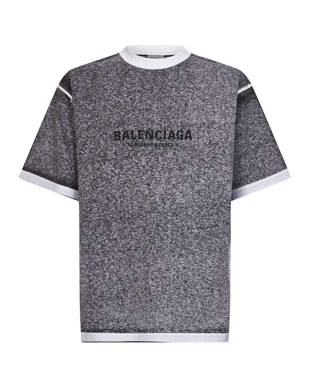 Balenciaga Gray Heathered-Effect Jersey Regular Fit T-Shirt for men