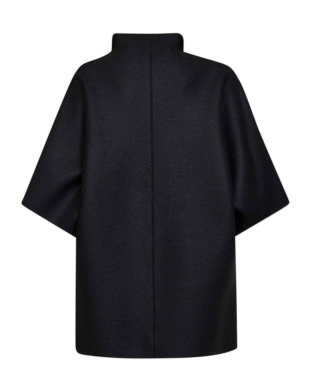 Harris Wharf London Black Felted Wool Kimono Mantle