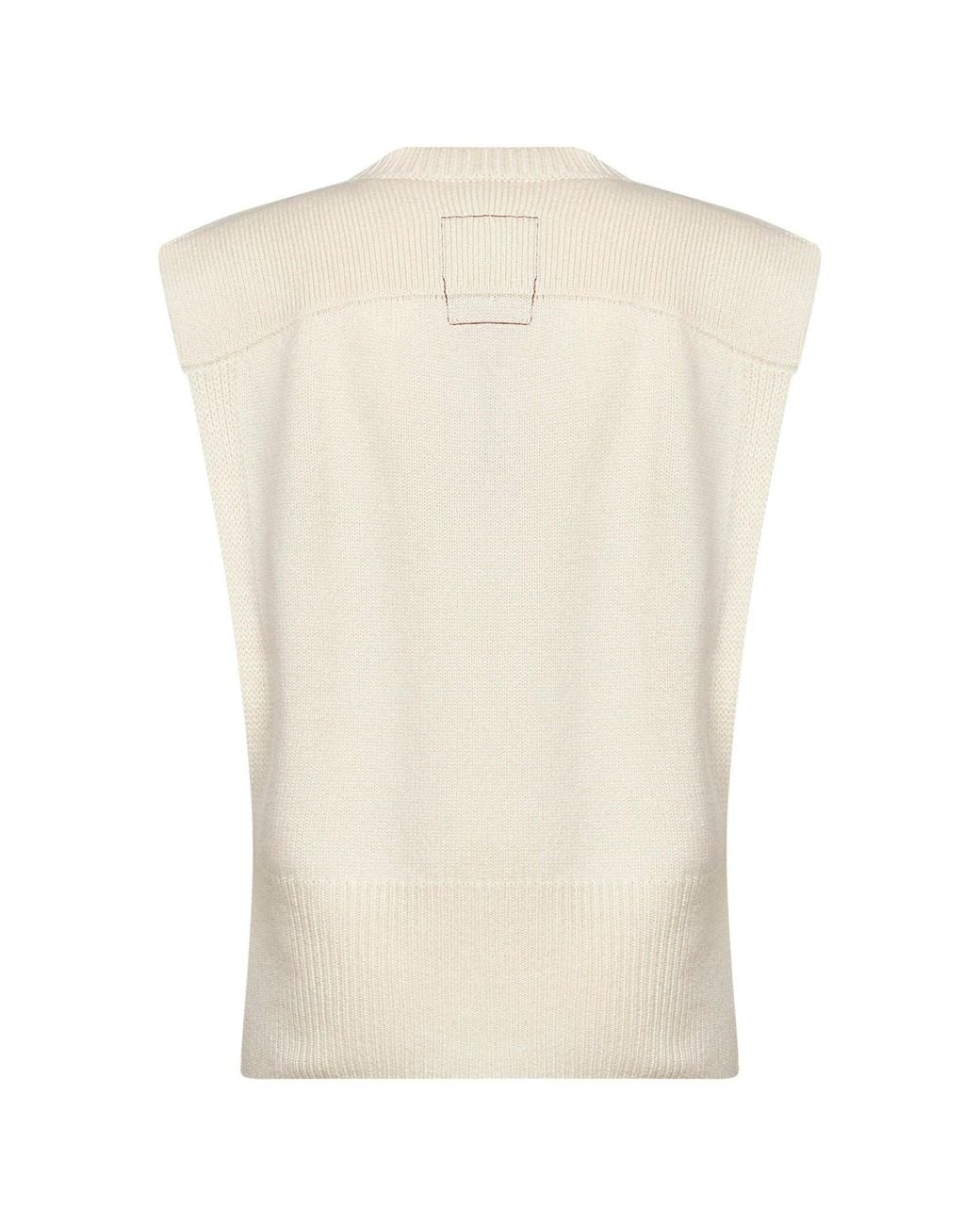 Uma Wang White Off- Cashmere Front Sleeveless Top