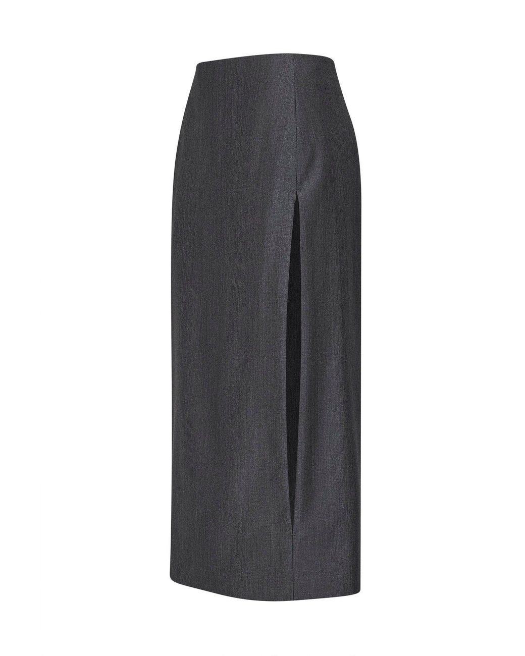 Jil Sander Gray Fog Wool Canvas Midi Skirt With Slits