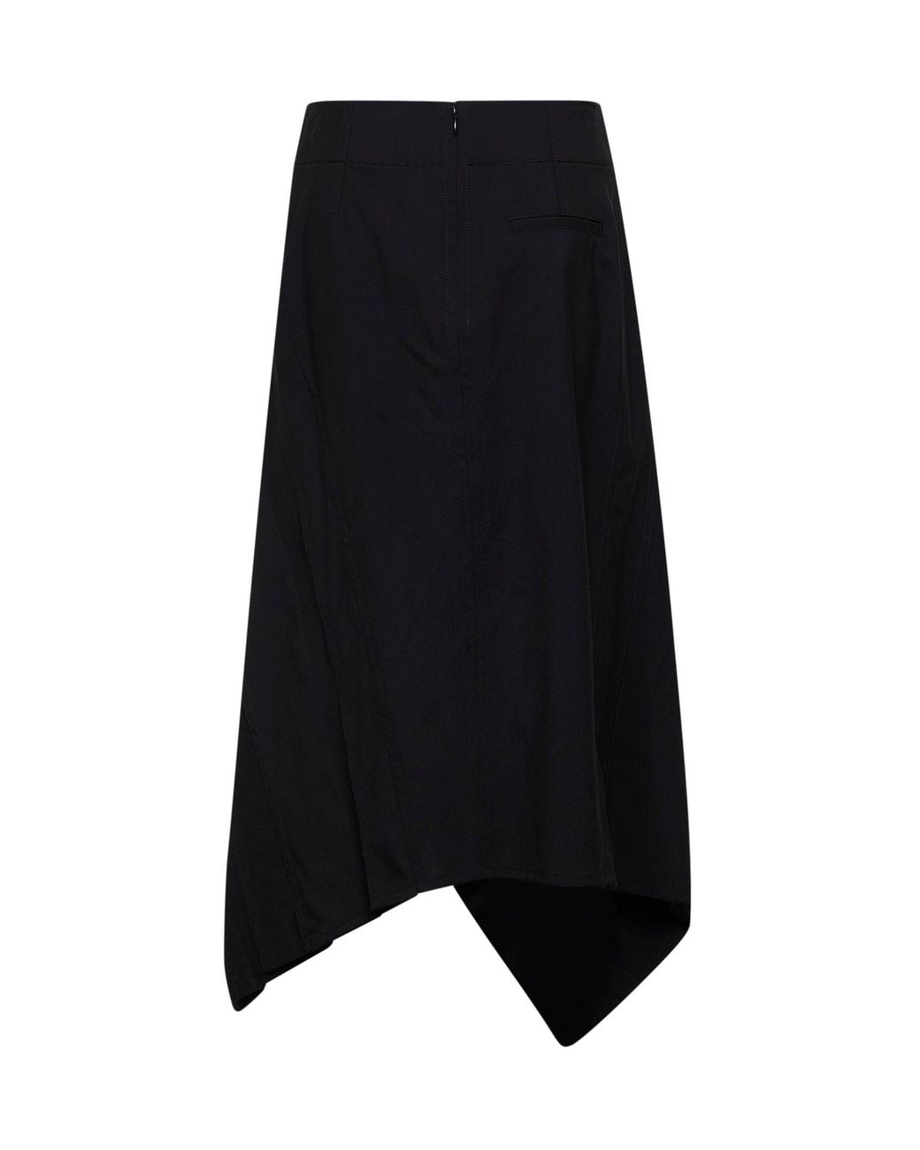Bottega Veneta Black Wool Asymmetric Midi Skirt With Ruffles