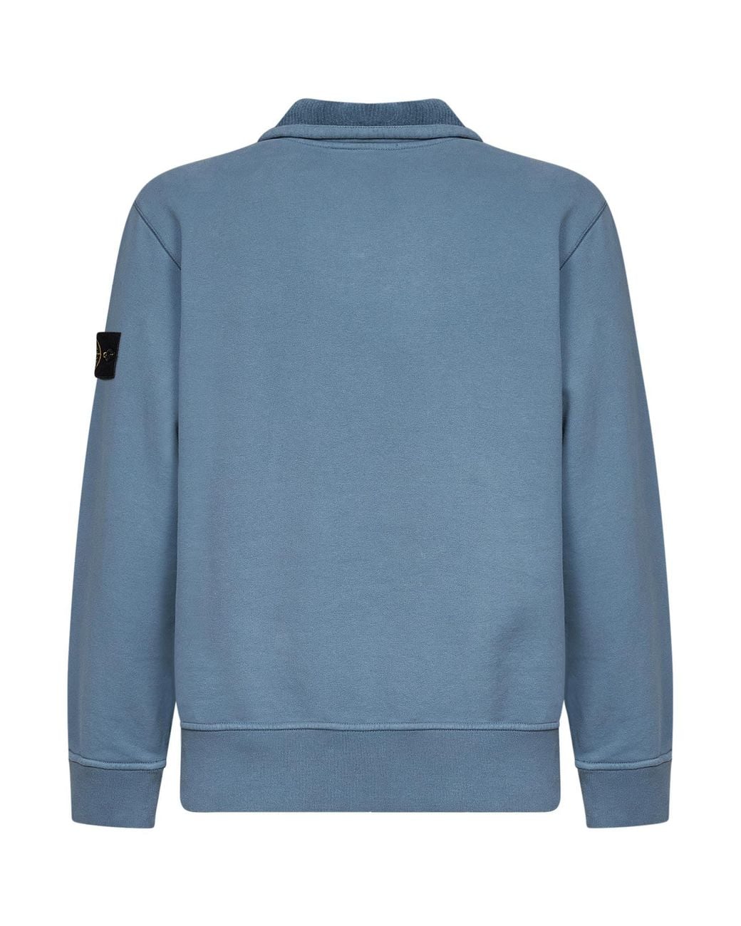 Stone Island Blue Steel Brushed Organic Cotton Half-Zip Sweatshirt for men