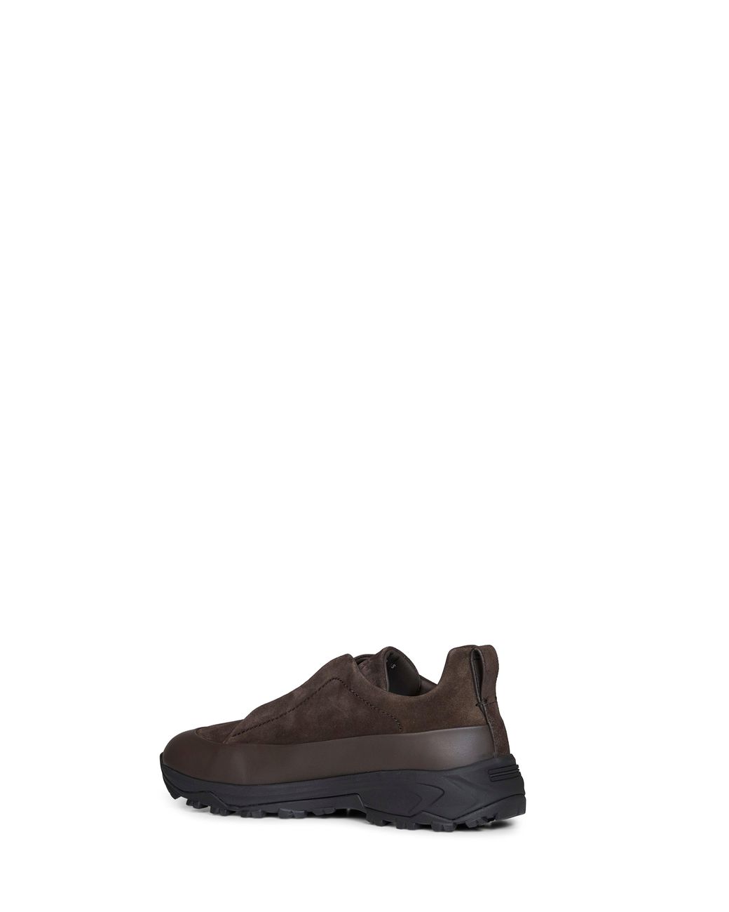Zegna Brown Dark Leather And Suede Triple Stitch Monte Sneakers for men