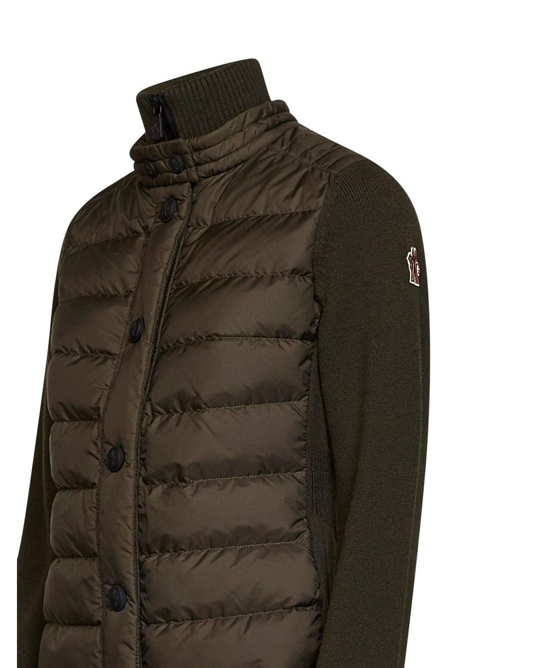 Moncler Brown Dark Stretch Wool-Blend Padded Cardigan