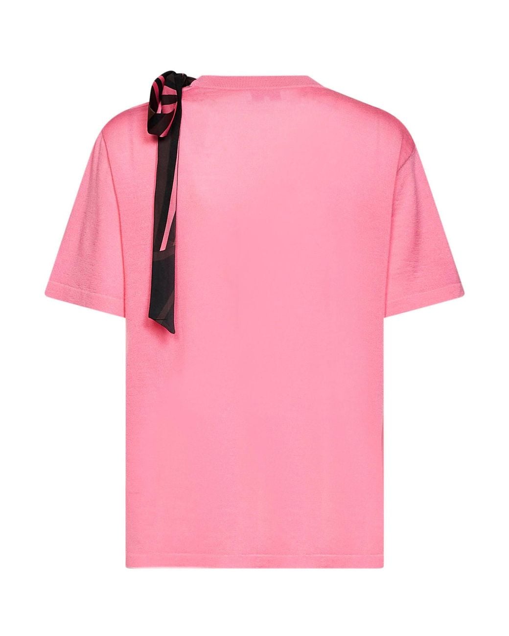 Emilio Pucci Pink Superfine Wool T-Shirt With Printed Scarf Detail