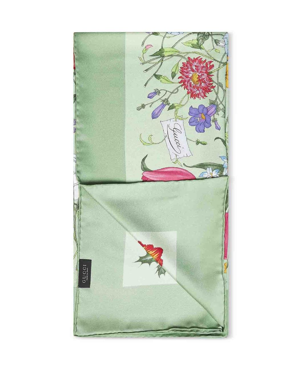 Gucci Green Printed Silk Twill Scarf