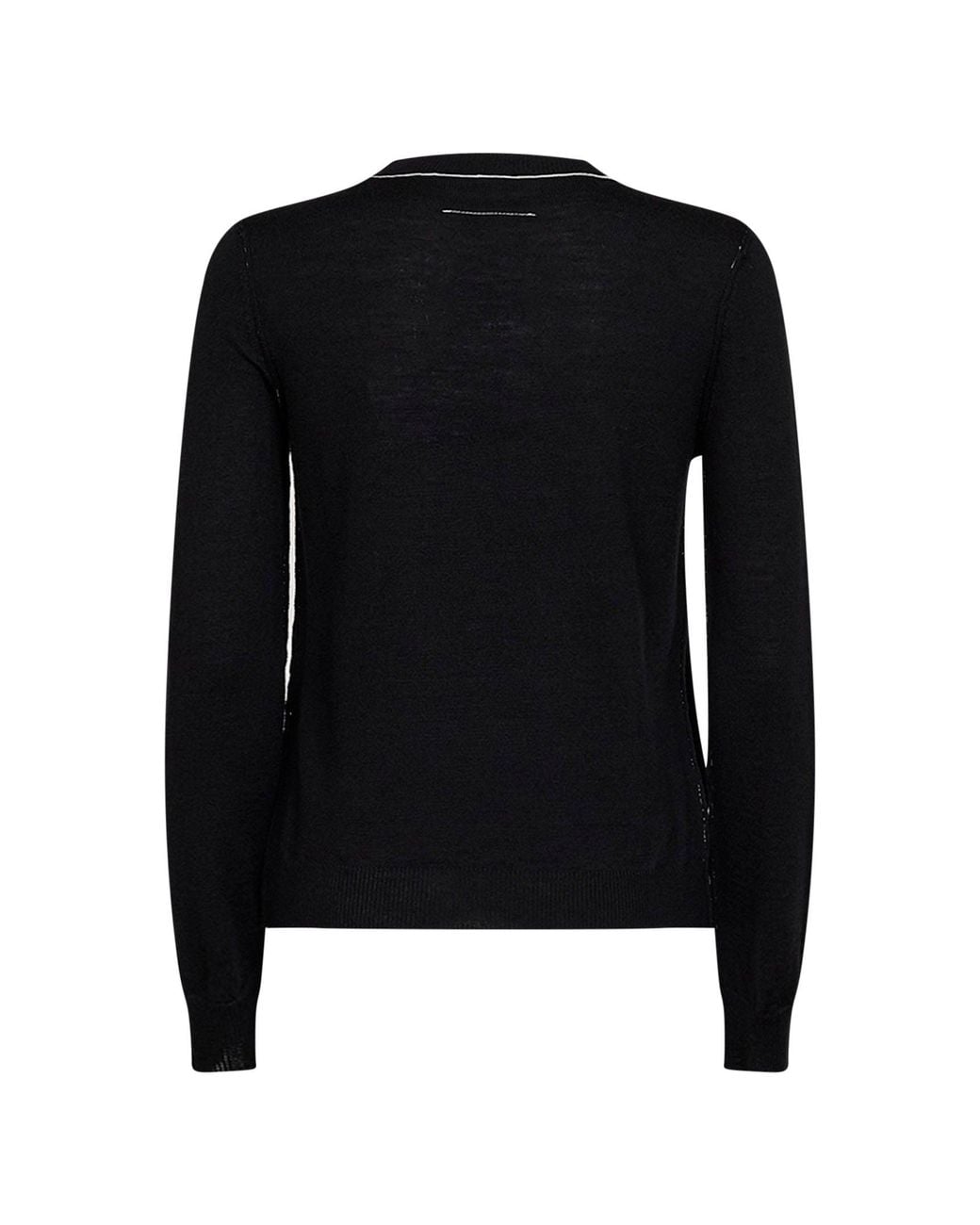 MM6 by Maison Margiela Black Wool Blend Sweater With Contrasting Trims