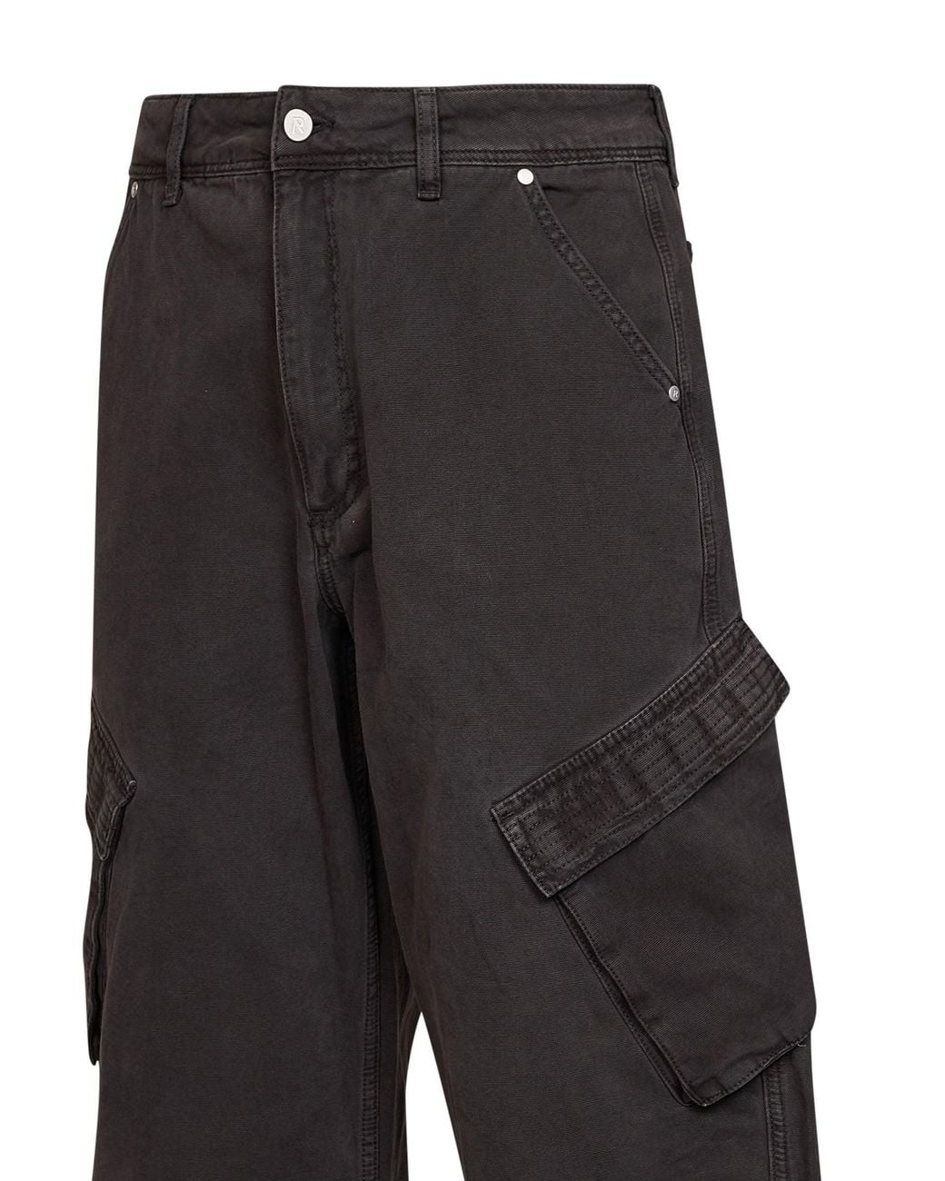 Represent Black Cotton Twill Cargo Trousers for men