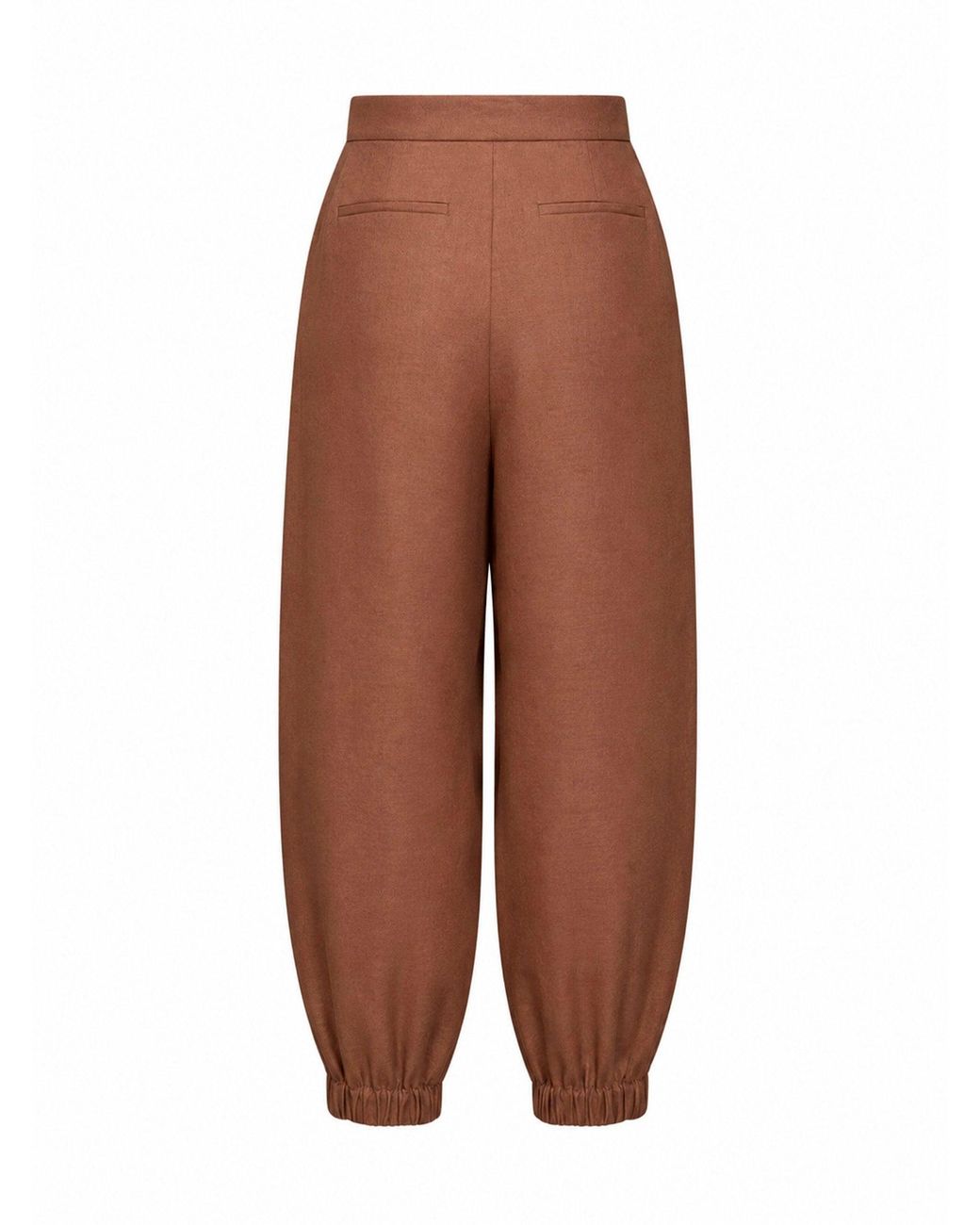 Fendi Brown Trousers High-Rise Linen-Cotton
