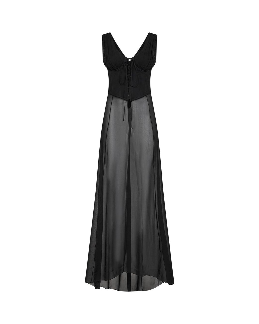 GIUSEPPE DI MORABITO Black Silk Bustier Top With Sheer Skirt