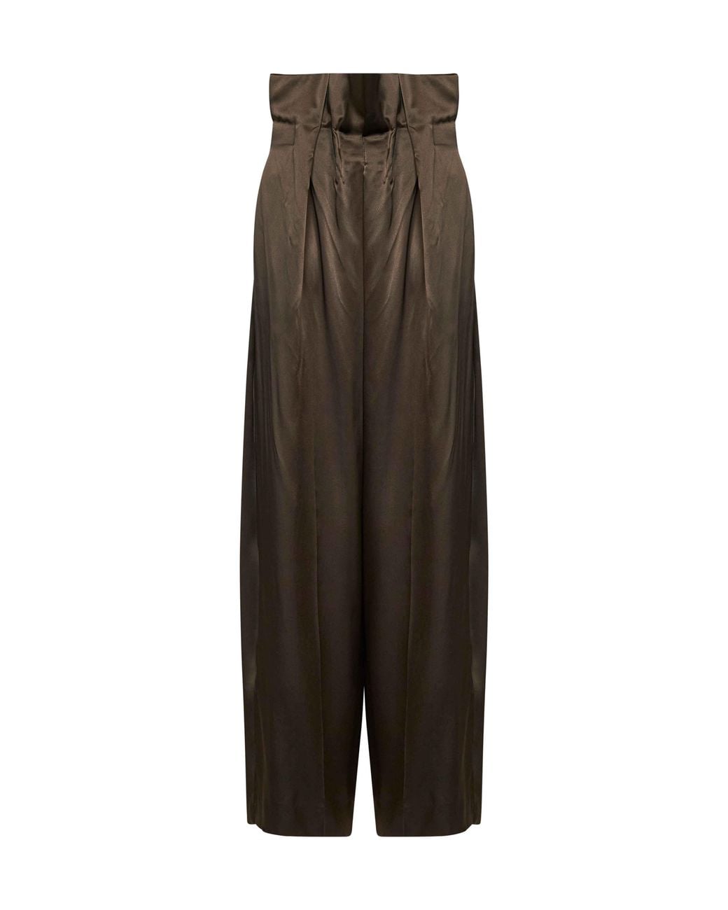 Khaite Green Dark Satin Kira Pleated Waist Trousers