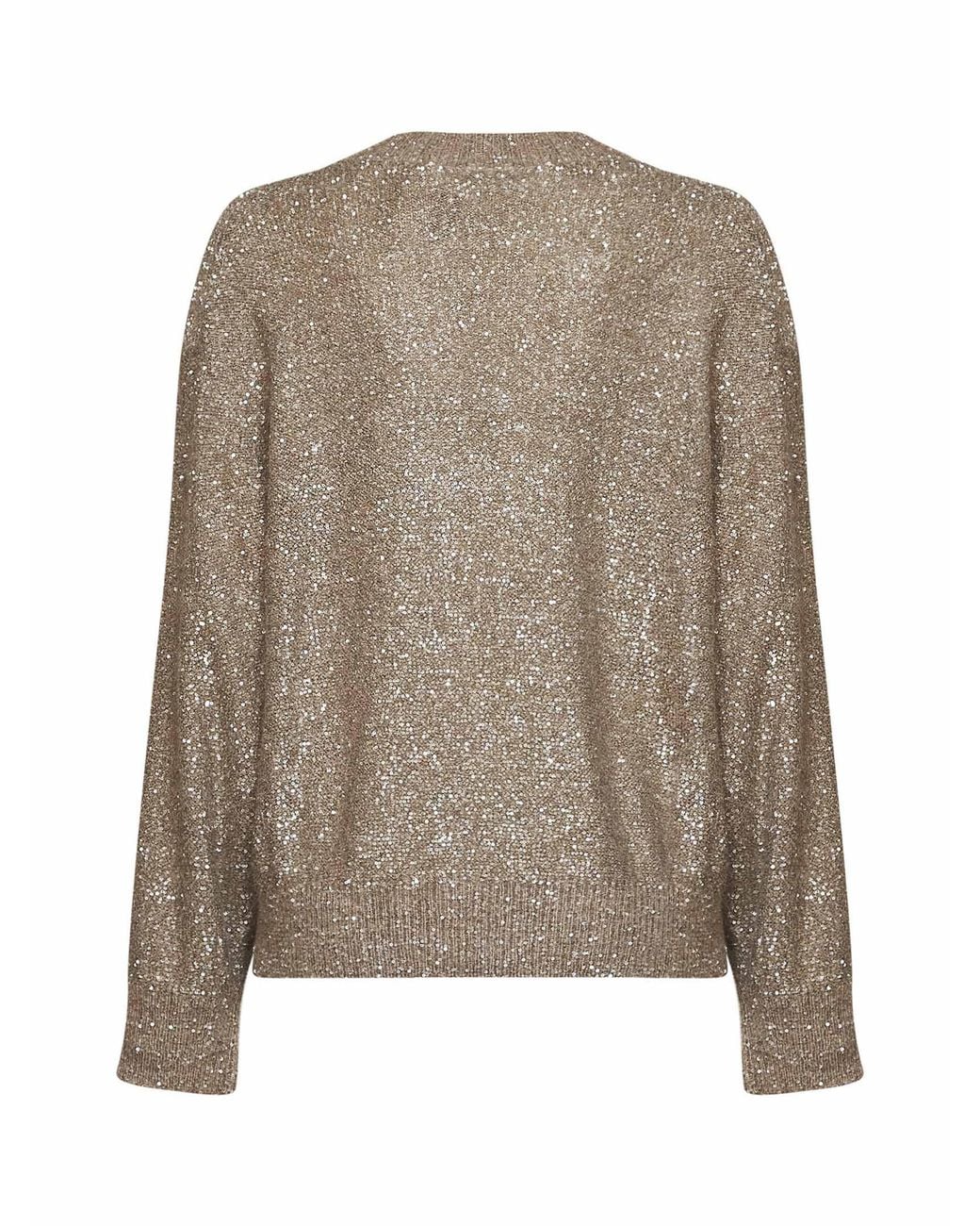 Brunello Cucinelli Natural Light Mohair-Blend Dazzling Texture Sweater