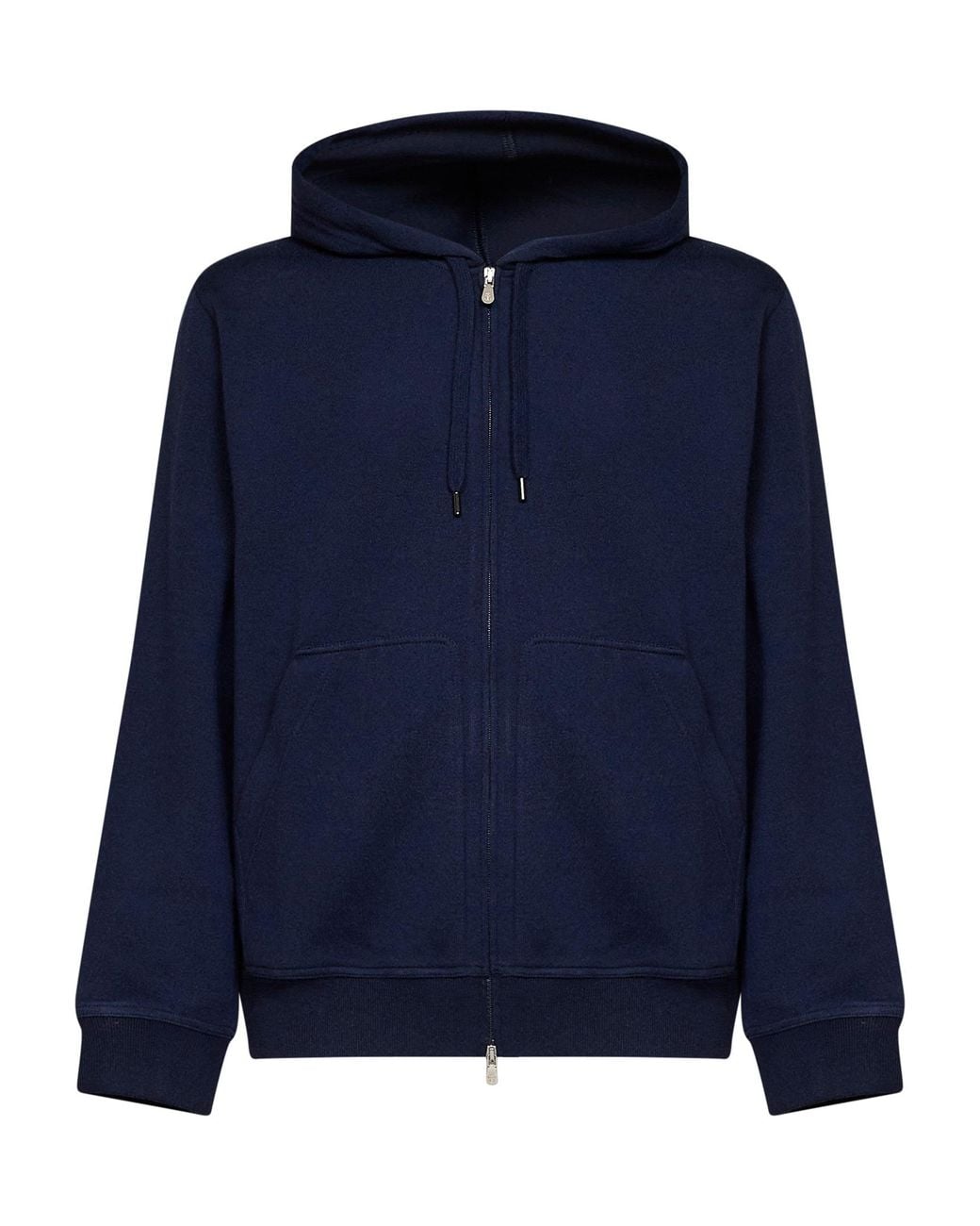 Brunello Cucinelli Blue Cobalt Double Fleece Zip-Up Hoodie for men