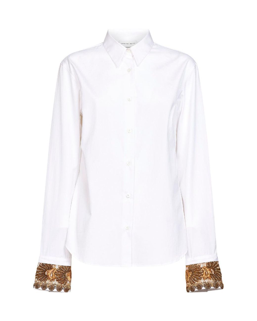 Dries Van Noten White Cotton Poplin Chloris Embroidered Shirt