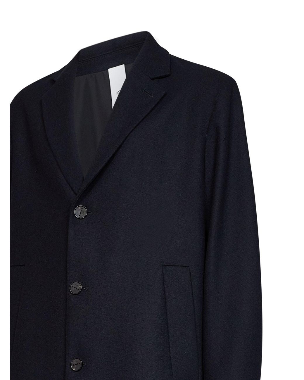 Hevò Blue Wool-Blend Cassano Single-Breasted Coat for men