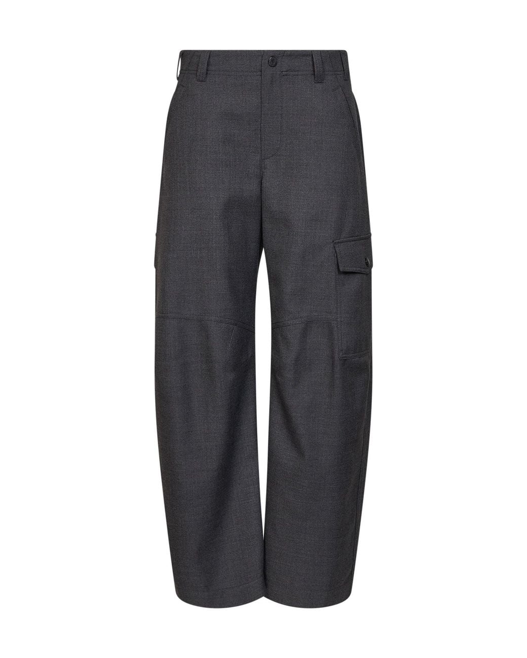 Brunello Cucinelli Gray Dark Virgin Wool Twill Barrel Cargo Trousers