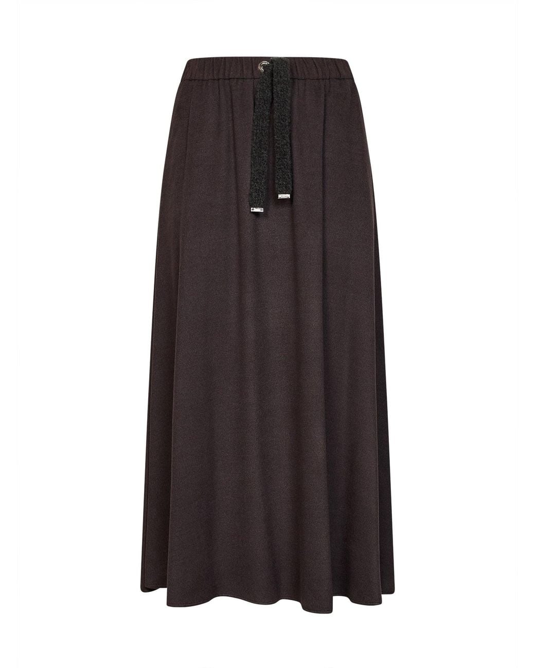 Herno Resort Black Dark Chocolate Cashmere-Feel Flannel Resort Long Skirt for men