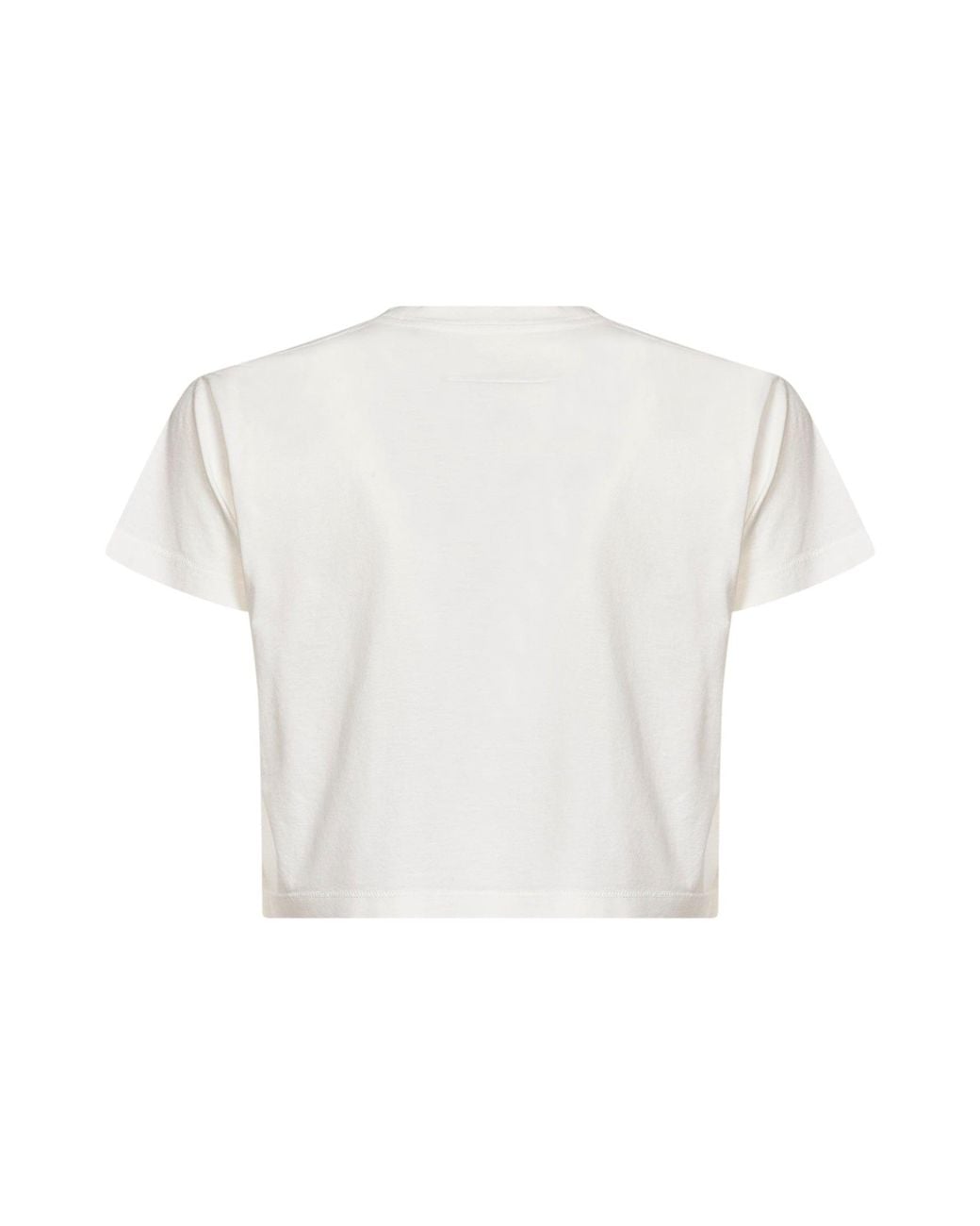 MM6 by Maison Margiela White Jersey Cropped T-Shirt With Flipped Print