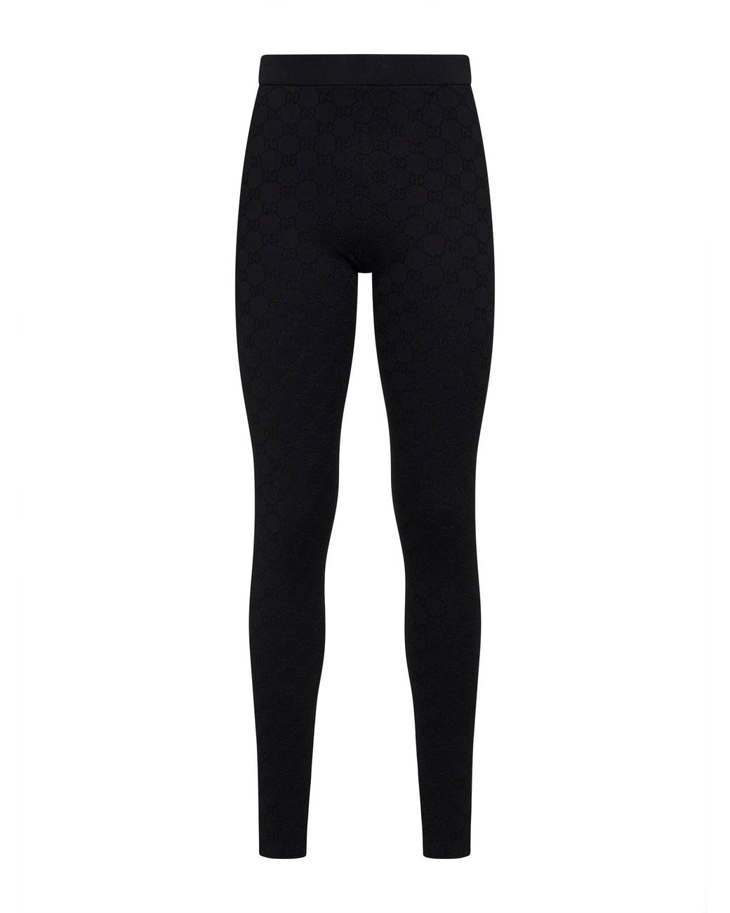 Gucci Black Gg Jacquard Ultrafine Stretch Viscose Blend Leggings