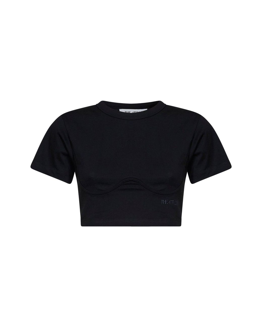 The Attico Black Cotton Jersey Cropped T-Shirt