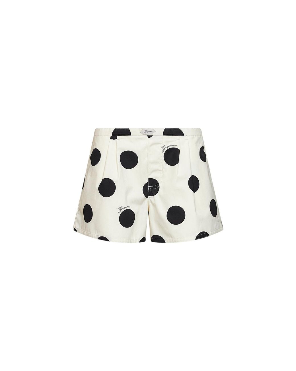 Jacquemus White And Polka-Dot Print Cotton Poplin The Amelo Fluid Shorts
