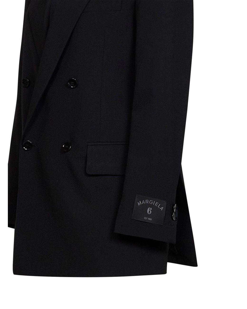 MM6 by Maison Margiela Black Wool Blend Double-Breasted Blazer