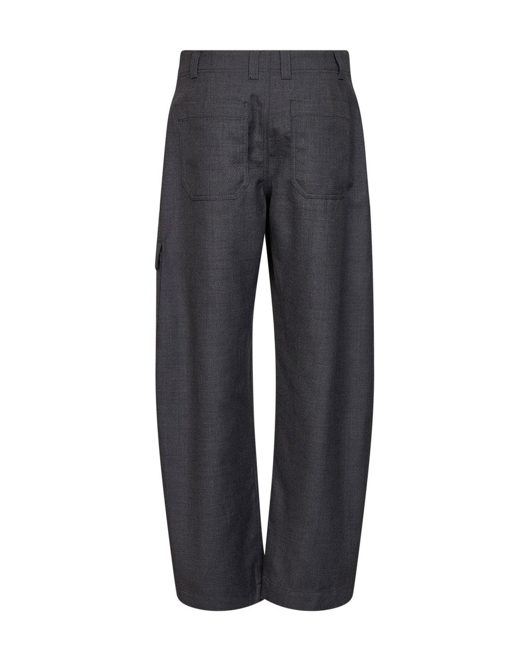 Brunello Cucinelli Gray Dark Virgin Wool Twill Barrel Cargo Trousers