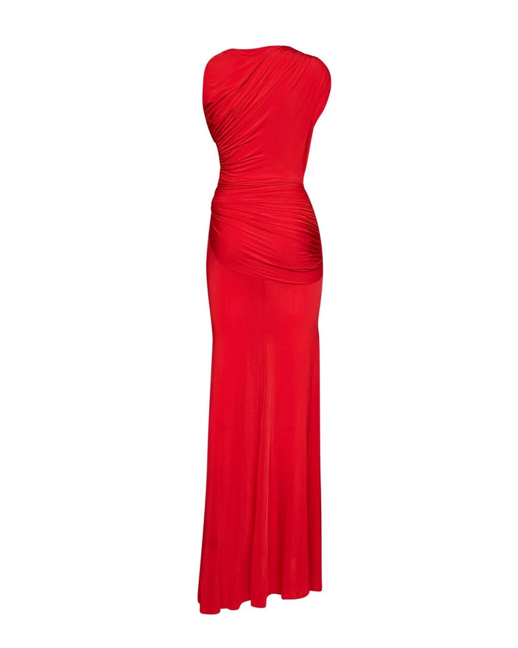 Alex Perry Scarlet Stretch Jersey Asymmetric Gathered Gown
