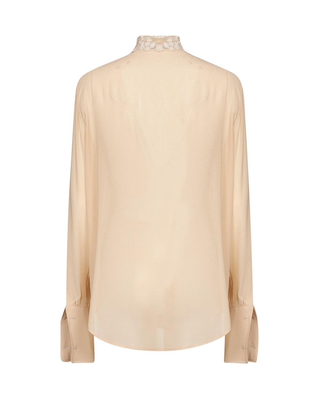 Fendi Natural Parchment Georgette Shirt With Lace Inserts