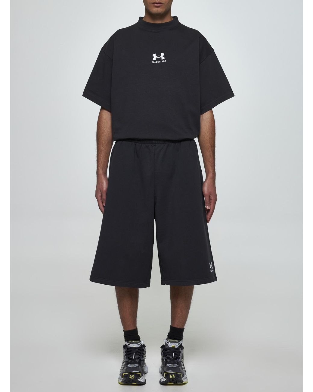 パンツ Balenciaga Cotton Oversized Shorts balenciaga-Washed-blackwhite-